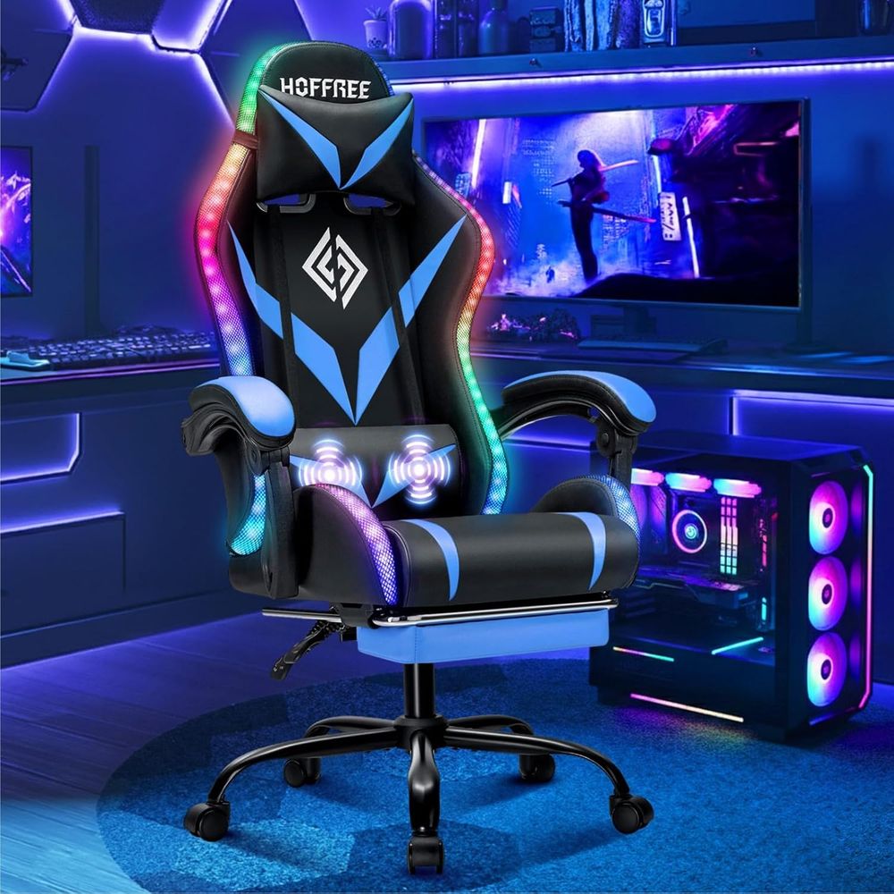 Rgb Gaming Chair - Krzesło gamingowe RGB z masażem i