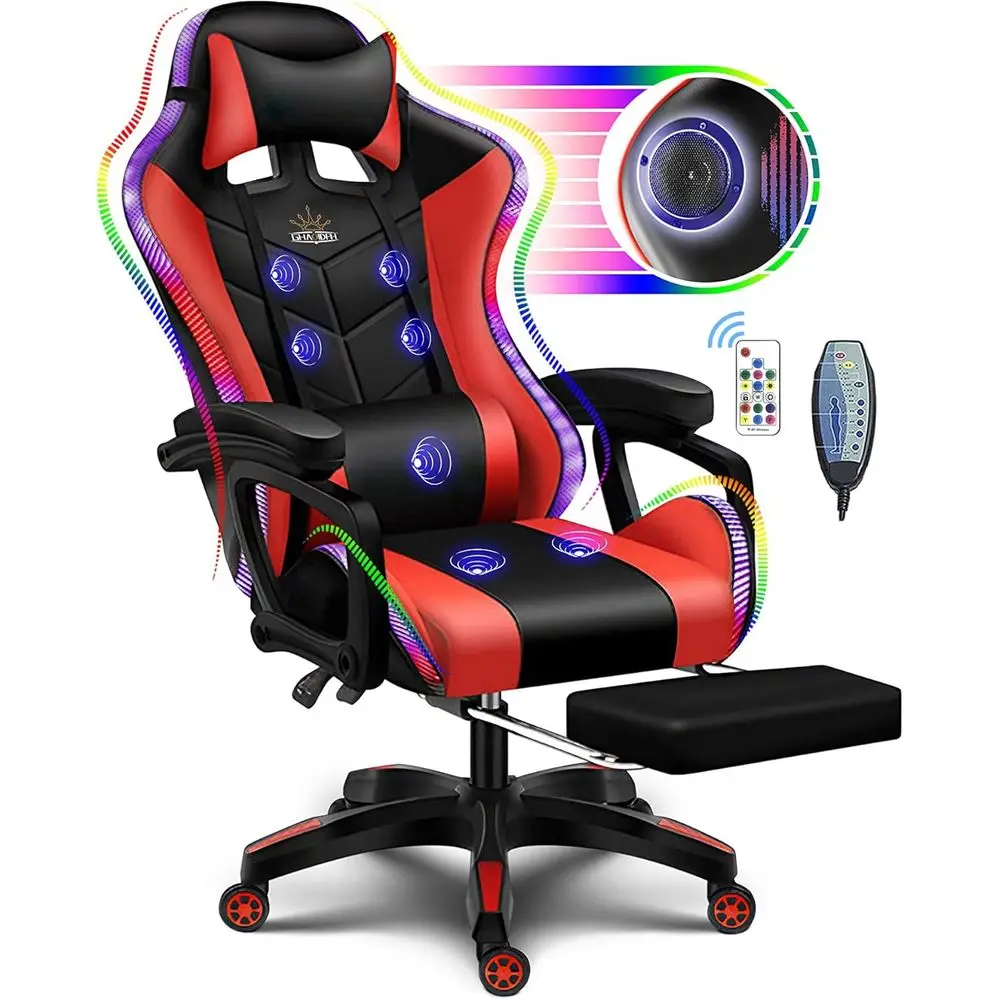 Rgb Gaming Chair - Ergonomiczne krzesło gamingowe z wysokim oparciem,