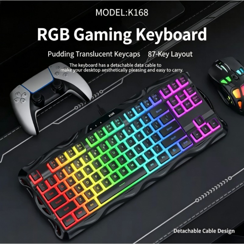 Esports Gaming Competition - K168 87-klawiszowa przewodowa klawiatura gamingowa z