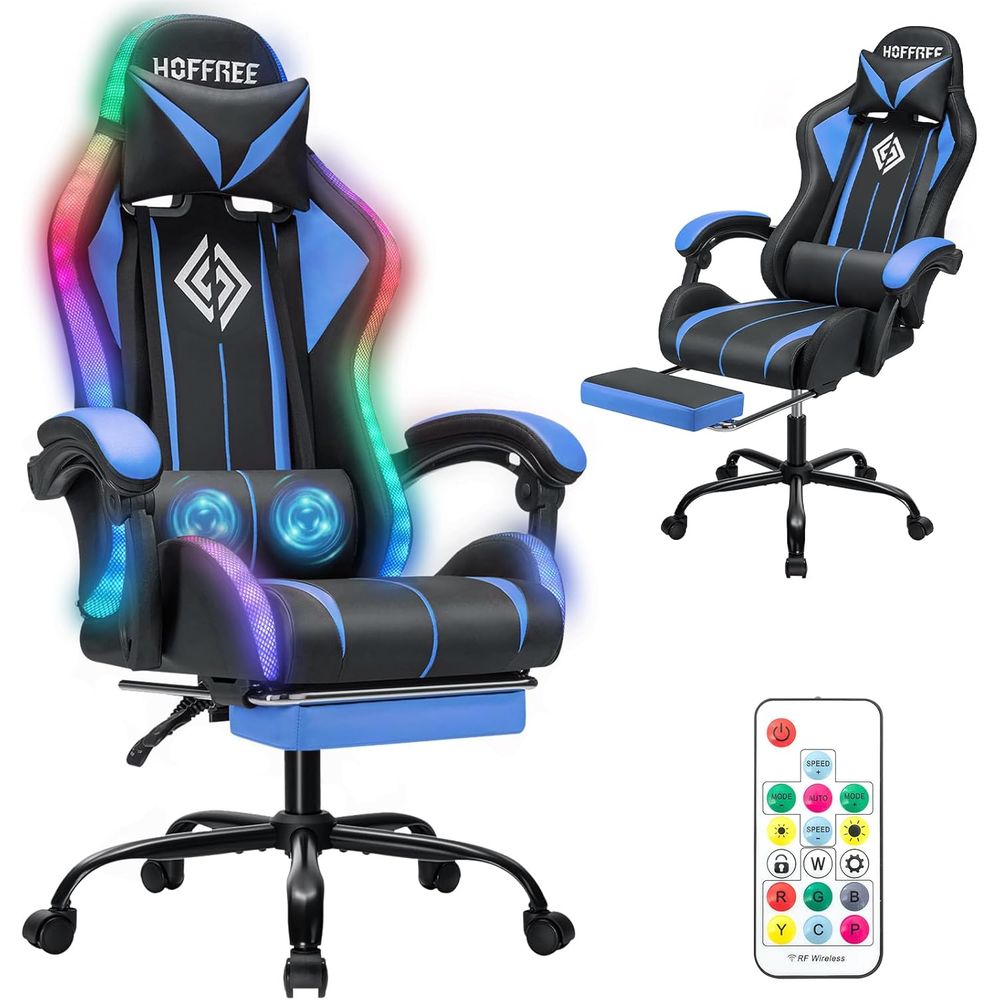 Rgb Gaming Chair - Krzesło gamingowe LED z masażem i