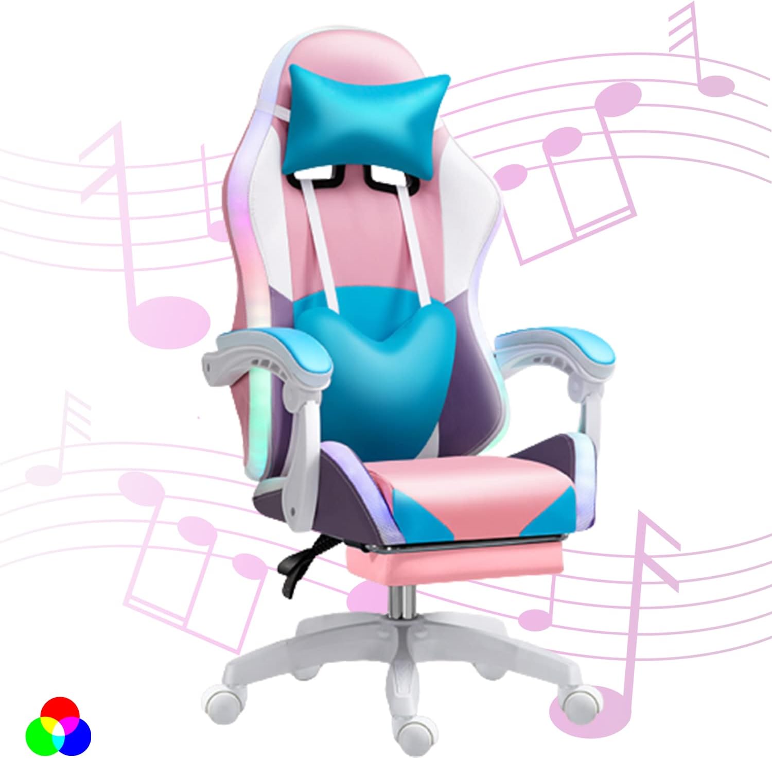Rgb Gaming Chair - Krzesło gamingowe LED RGB dla dorosłych,